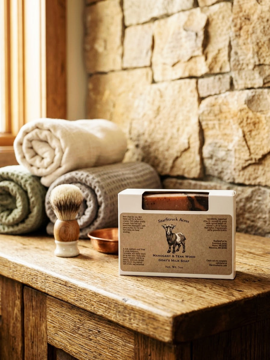 Mahogany Teakwood Goat Milk Soap
Rich. Woodsy. Sophisticated.