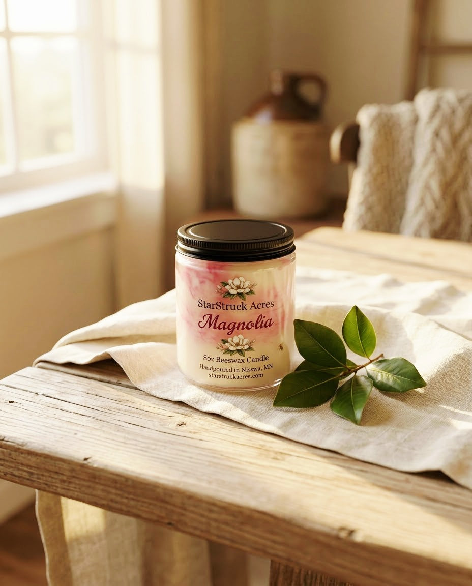 Magnolia Scented Marbled Candle | StarStruck Acres