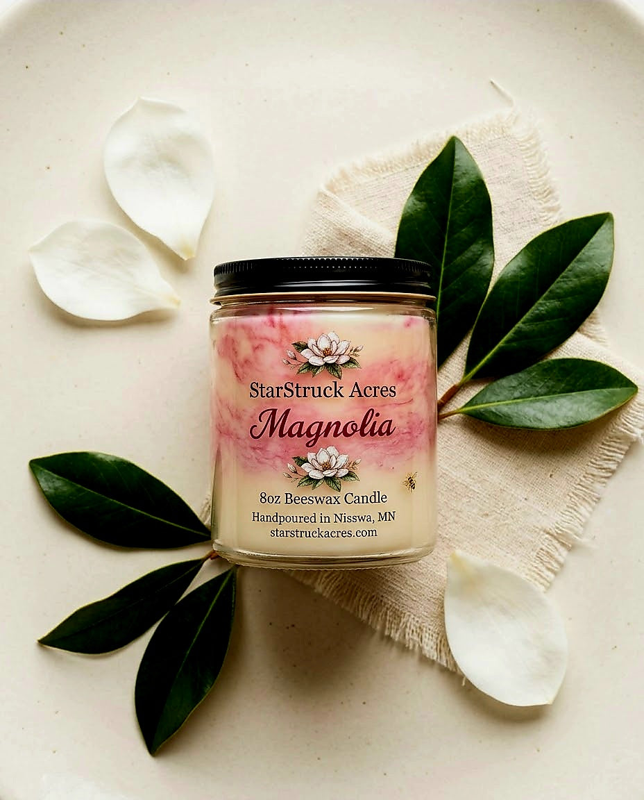 Magnolia Scented Marbled Candle | StarStruck Acres