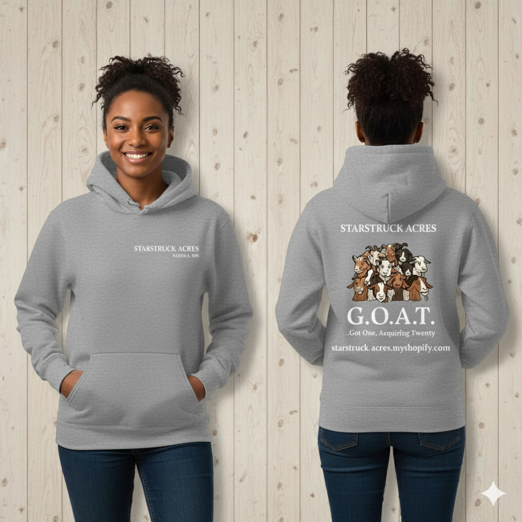 Starstruck Acres G.O.A.T. Hoodie – Rustic Farm Edition