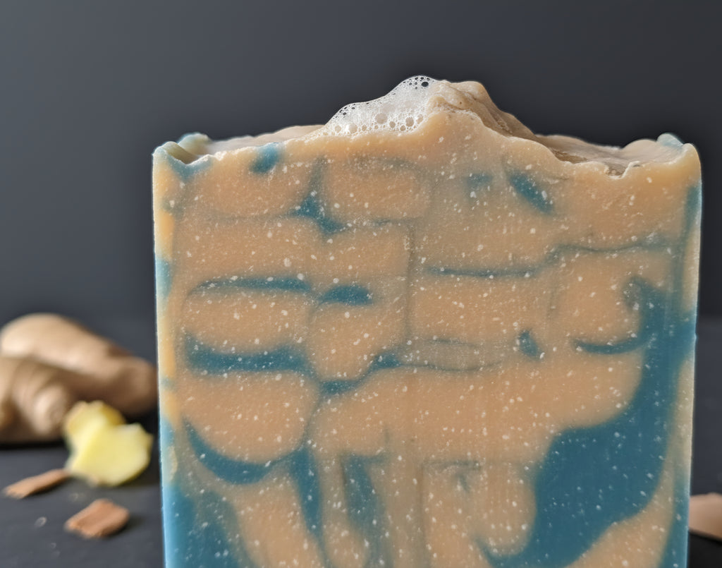 Men’s Gingerwood Goat’s Milk Soap – Moisturizing, Natural Coconut & Olive Oil Bar with Sea Salt