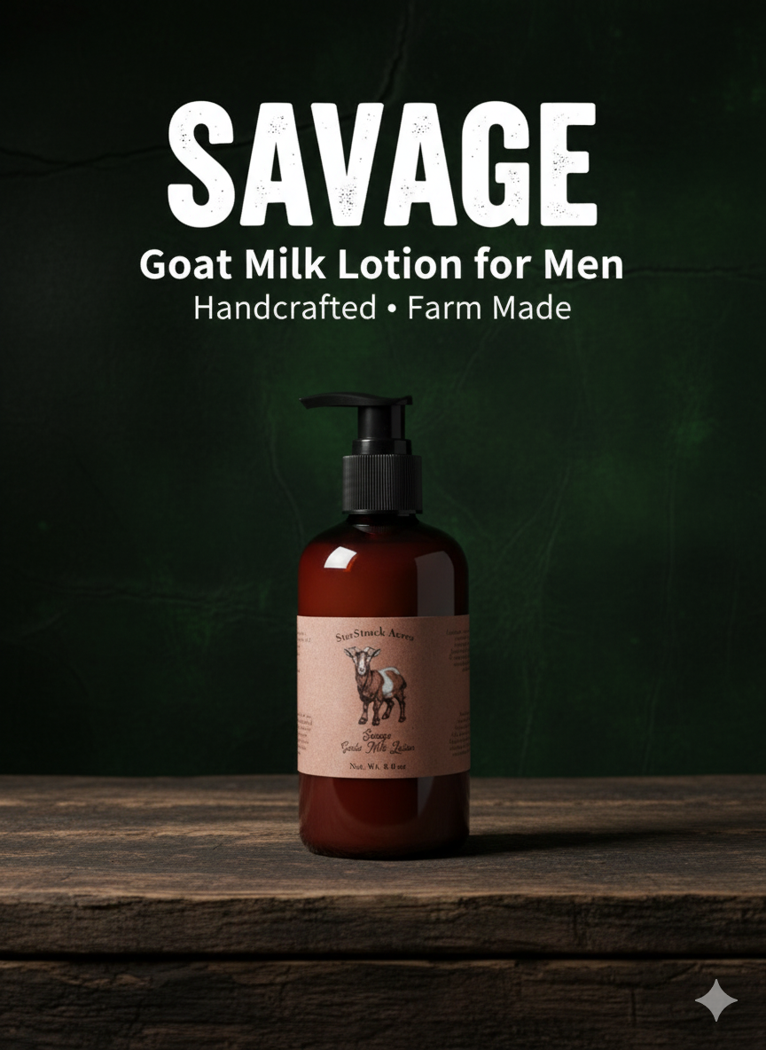 StarStruck Acres Goat's Milk Lotion lifestyle shot, hydrating body lotion
