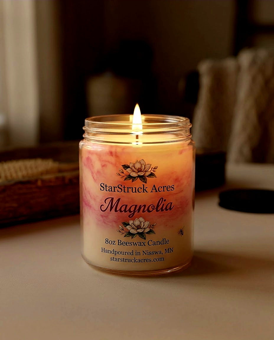 Magnolia Scented Marbled Candle | StarStruck Acres